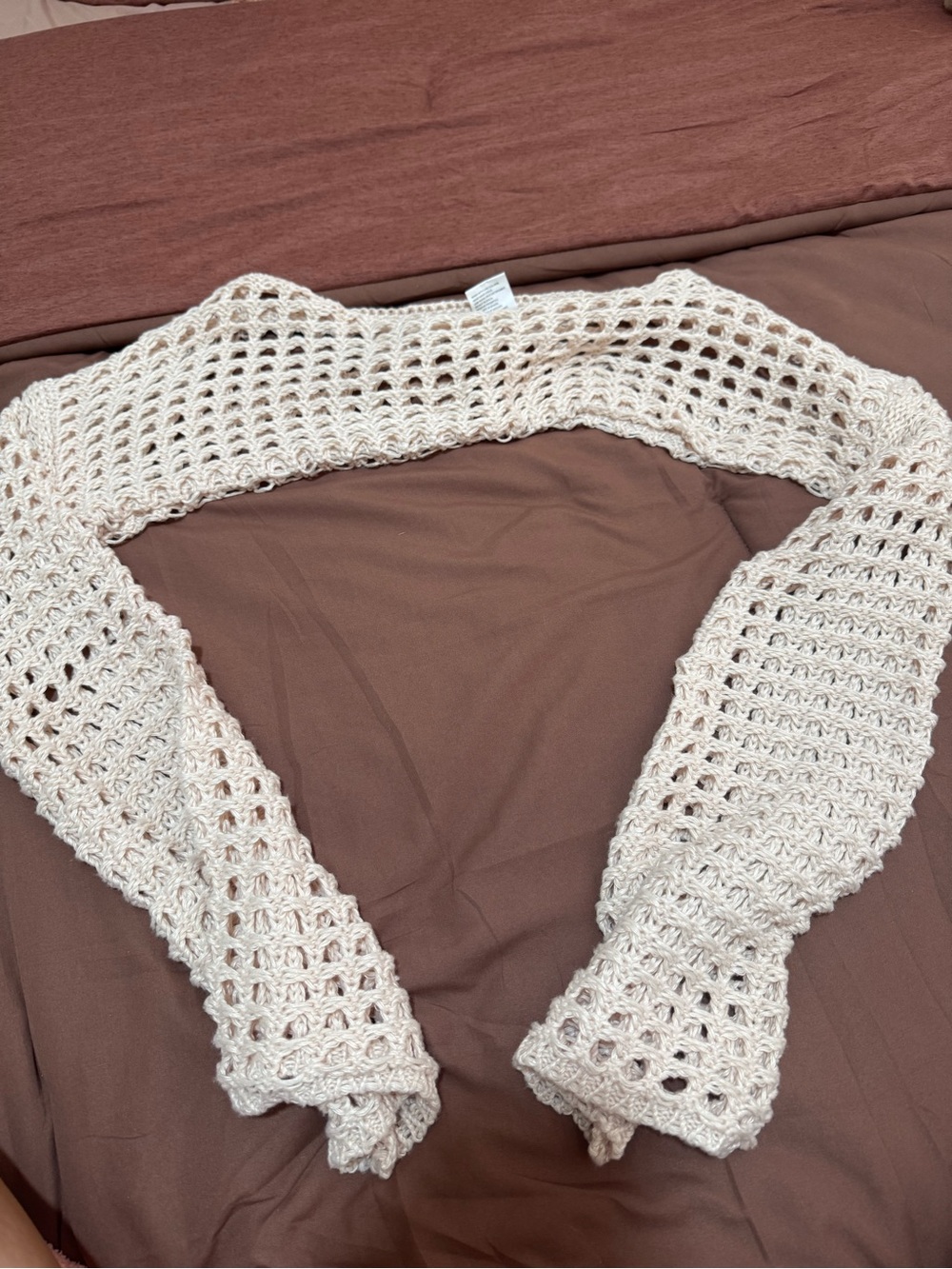 Light Cream Crochet Shrug Bolero - Women's Sweater